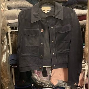 Michael Kors navy Italian cow leather jacket